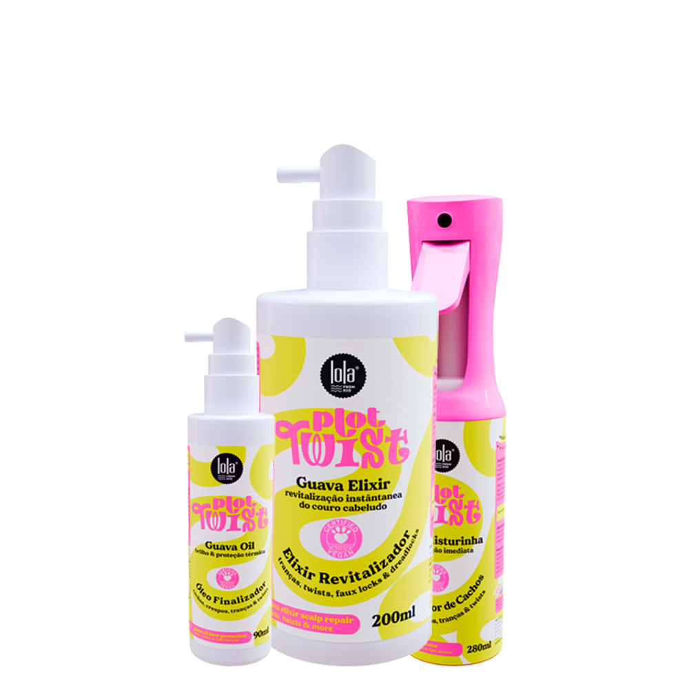 Kit Lola Cosmetics Plot Twist - Óleo Capilar 90 ml + Mousse 150 ml + Elixir Revitalizador 200 ml