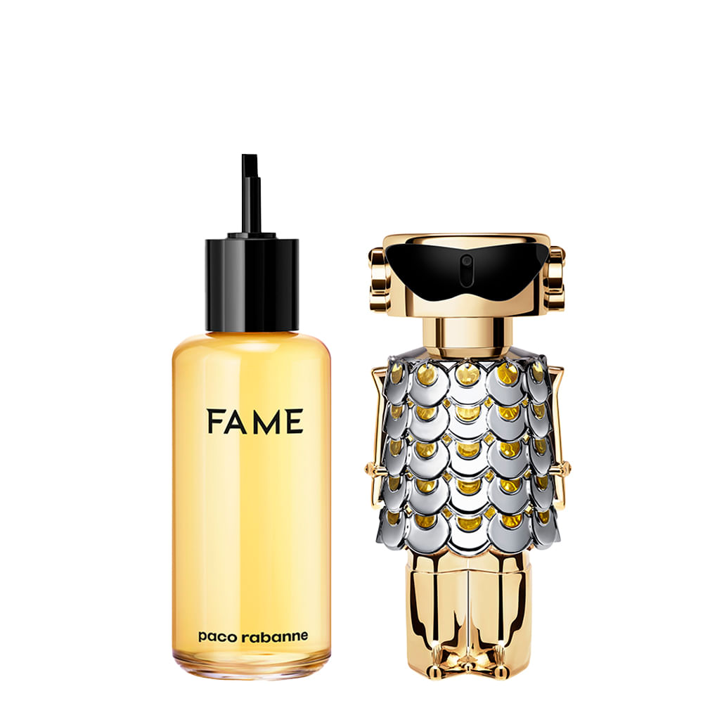 Encontraproduto.com.br - Kit Perfume Paco Rabanne Fame Feminino Eau de Parfum 200 ml Refil + Perfume 80 ml Recarregável