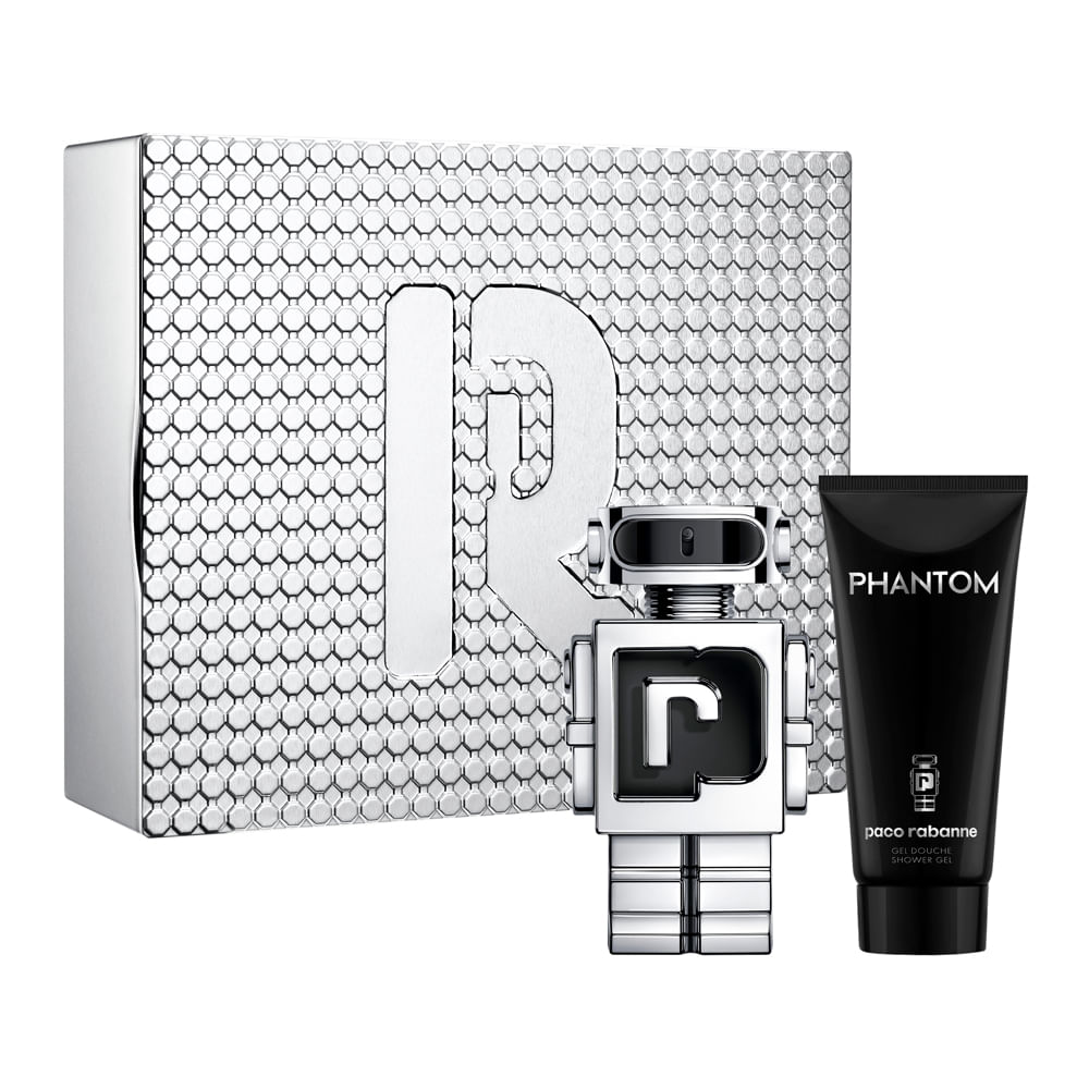Encontraproduto.com.br - Kit Perfume Paco Rabanne Phantom Masculino Eau de Toilette 100 ml + Gel de Banho 100 ml + Perfume 200 ml Refil