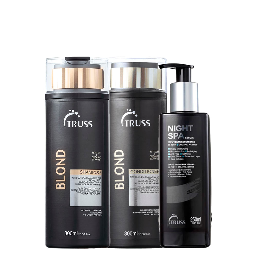 Kit Truss Blond Shampoo 300 ml + Condicionador 300 ml + Sérum Night Spa 250 ml