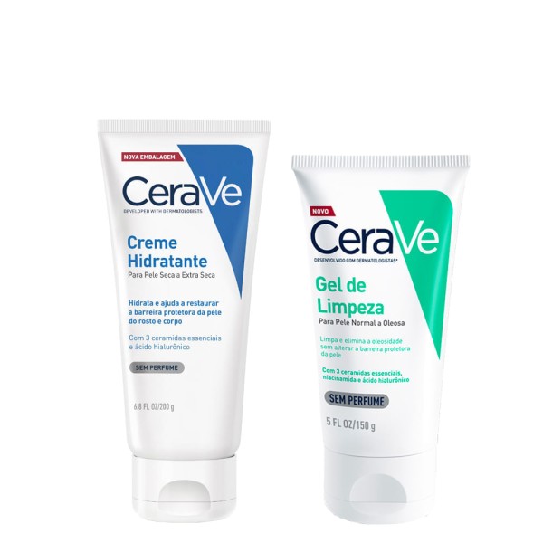 Kit Cerave - Creme Hidratante Corporal 200 g + Gel Facial De Limpeza 150 g