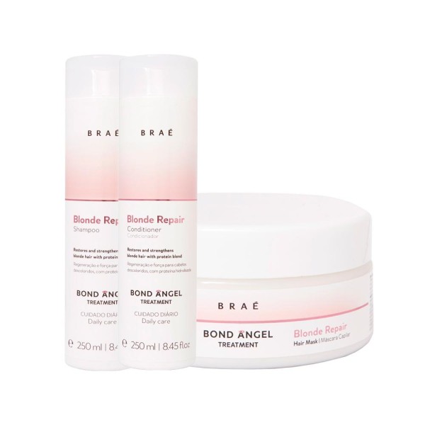 Kit Braé Blonde Repair - Shampoo 250ml - Condicionador 250ml - Máscara 250g