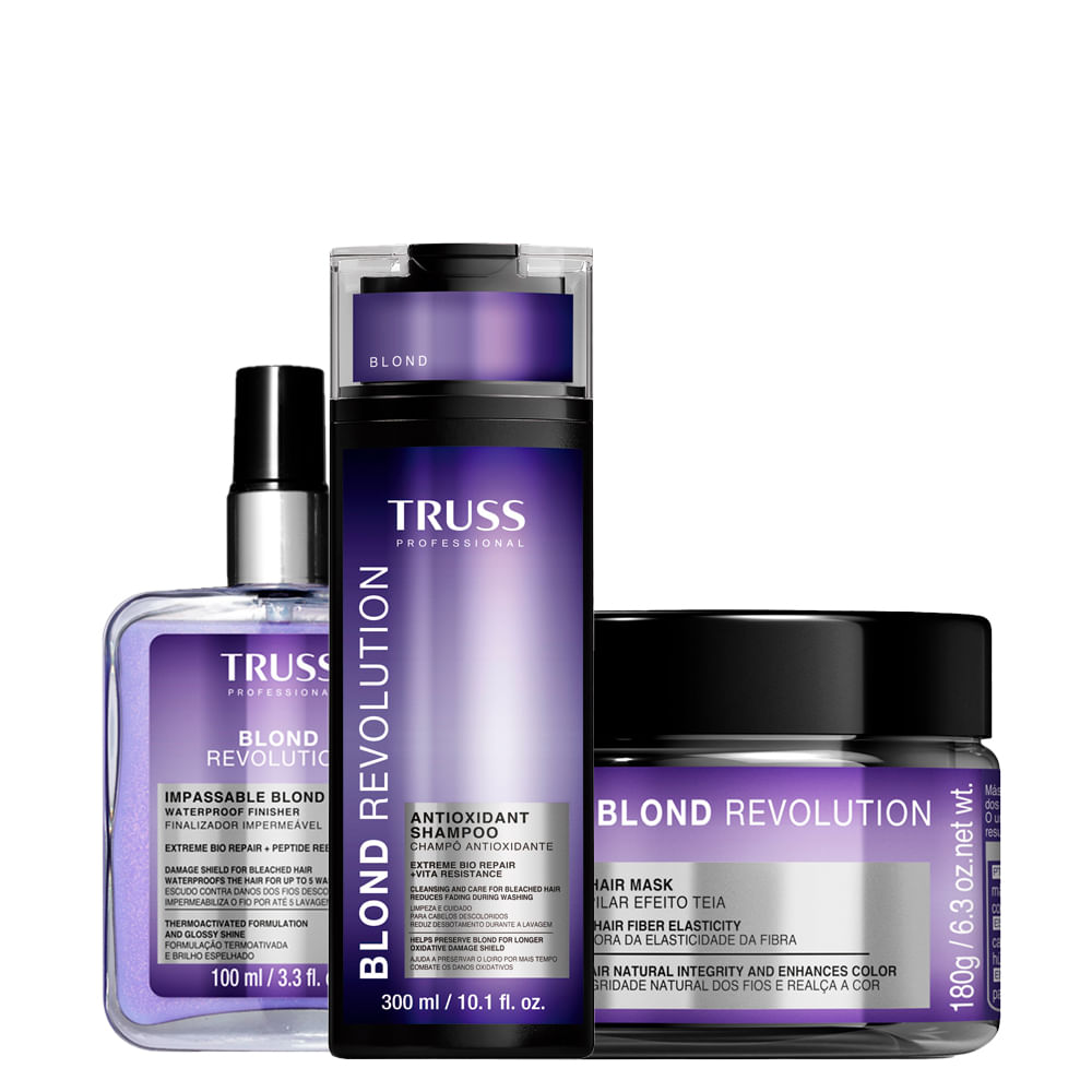 Kit Truss Blond Revolution - Shampoo Antioxidante 300 ml + Máscara 180 g + Finalizador 100 ml