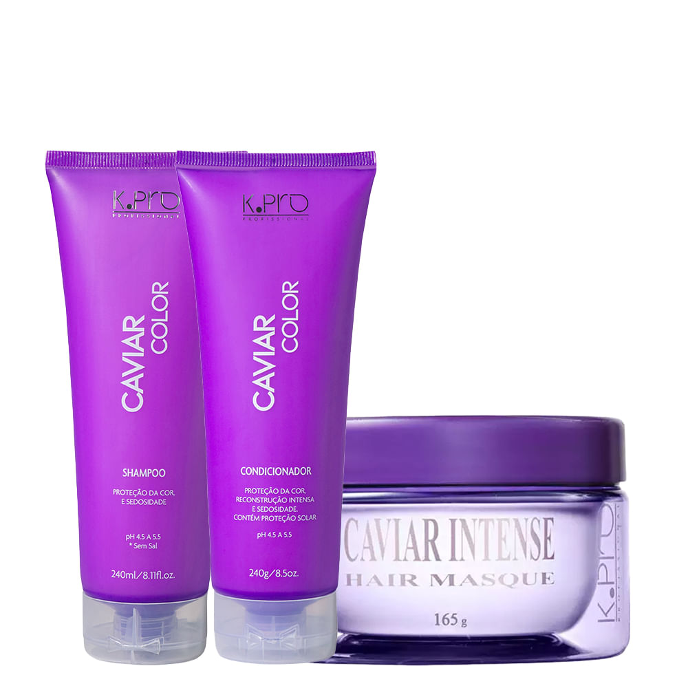 Kit K-Pro Profissional Caviar - Shampoo 240 ml + Condiconador 240 g + Máscara 165 g