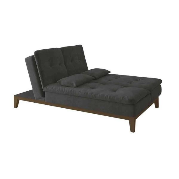 Encontraproduto.com.br - Sofá-Cama 3 Lugares Casal Amanda com Pés de Madeira Suede Cinza