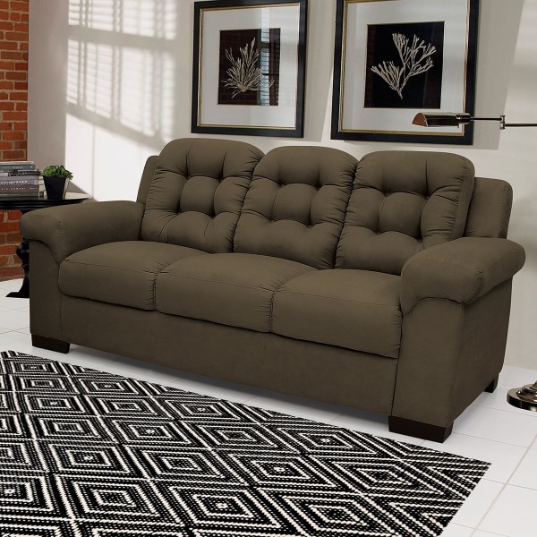 Encontraproduto.com.br - Sofá Fixo 3 Lugares Suede Decore Tango Linoforte Café