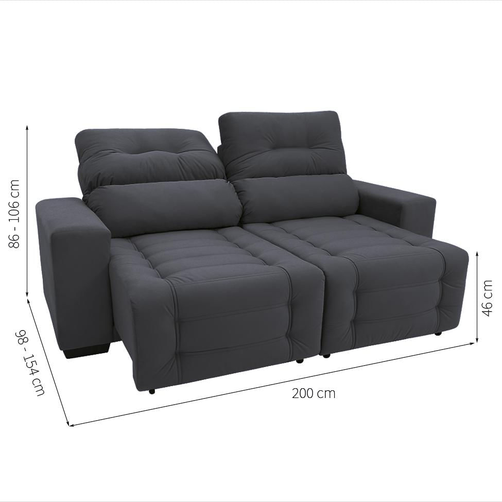 Encontraproduto.com.br - Sofá Retrátil e Reclinável 3 Lugares Blenda II Suede Grafite