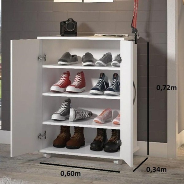 Encontraproduto.com.br - Sapateira Para 8 Pares De Sapato Branco 2 Portas Quarto