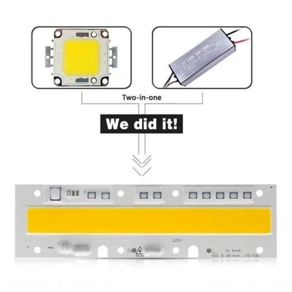 Encontraproduto.com.br - Chip Led Cob 100w 6500k Inteligente Funciona Sem Reator 220v