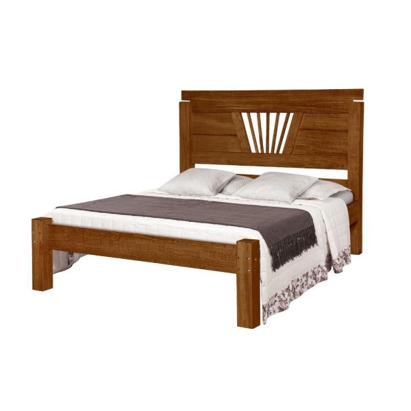 Encontraproduto.com.br - Cama Casal Vintage De Madeira Maciça Gabriela - Imbuia - Cor: Marrom