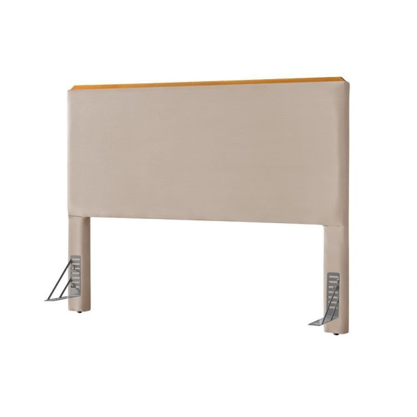 Encontraproduto.com.br - Cabeceira Cama Box Queen Estofada Detalhe Em Madeira Java Veludo Bege - Bege