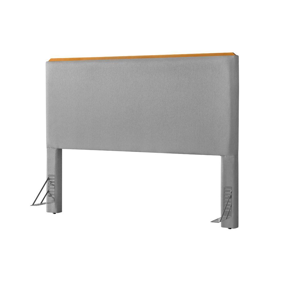 Encontraproduto.com.br - Cabeceira Cama Box King Estofada Detalhe Em Madeira Java Linho Cinza - Cinza