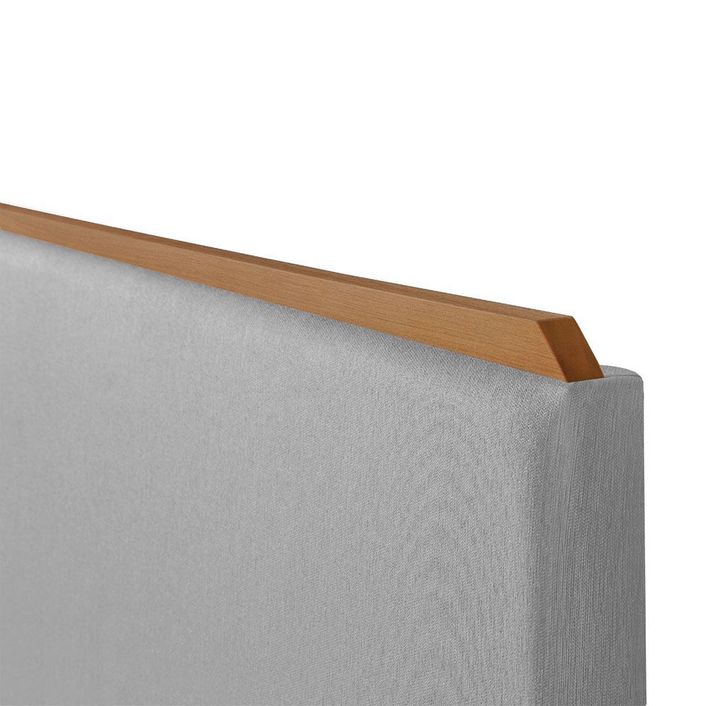 Encontraproduto.com.br - Cabeceira Cama Box King Estofada Detalhe Em Madeira Java Linho Cinza - Cinza