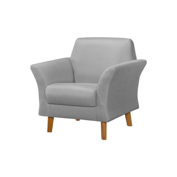 Encontraproduto.com.br - Kit 2 Poltronas Retrô Pés Em Madeira Maciça Jamaica Linho Cinza - Cinza