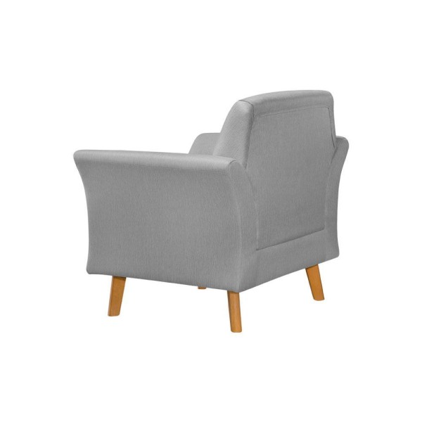 Encontraproduto.com.br - Kit 2 Poltronas Retrô Pés Em Madeira Maciça Jamaica Linho Cinza - Cinza