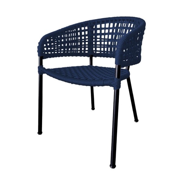 Encontraproduto.com.br - Cadeira Sol Corda Náutica Base Em Alumínio Preto-azul Marinho - Cor: Azul