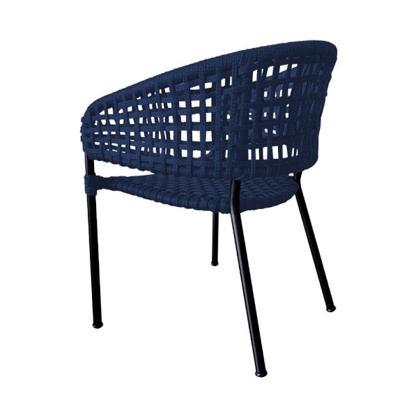 Encontraproduto.com.br - Cadeira Sol Corda Náutica Base Em Alumínio Preto-azul Marinho - Cor: Azul