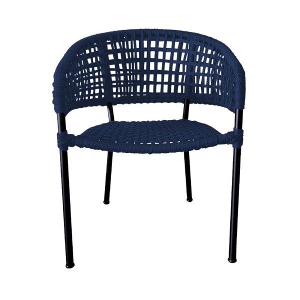 Encontraproduto.com.br - Cadeira Sol Corda Náutica Base Em Alumínio Preto-azul Marinho - Cor: Azul