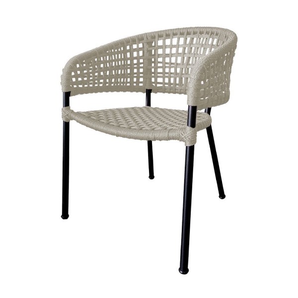 Encontraproduto.com.br - Cadeira Sol Corda Náutica Base Em Alumínio Preto-areia - Cor: Bege