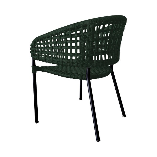 Encontraproduto.com.br - Kit 2 Cadeiras Sol Corda Náutica Base Em Alumínio Preto-verde Musgo - Cor: Verde
