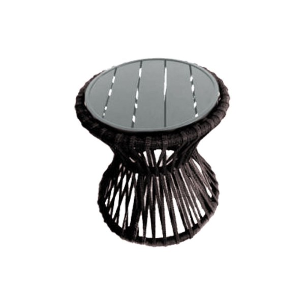 Encontraproduto.com.br - Mesa De Centro Sol Em Corda Náutica E Base Em Alumínio Cinza 70cm Marrom - Cor: Marrom
