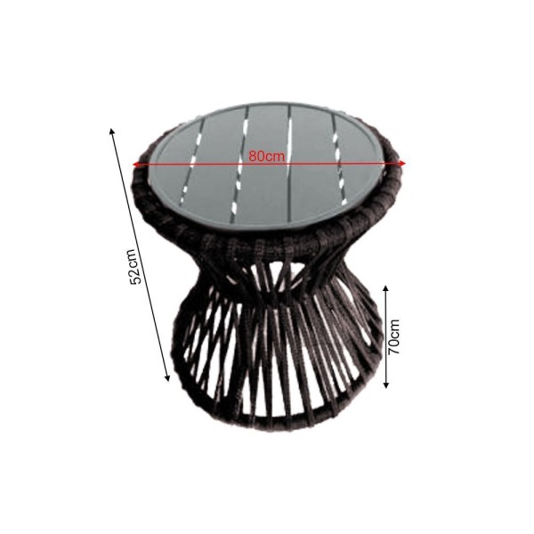 Encontraproduto.com.br - Mesa De Centro Sol Em Corda Náutica E Base Em Alumínio Cinza 70cm Marrom - Cor: Marrom