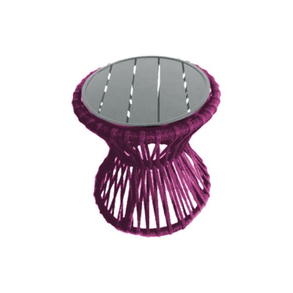 Encontraproduto.com.br - Mesa De Centro Sol Em Corda Náutica E Base Em Alumínio Cinza 70cm Rosa - Cor: Rosa