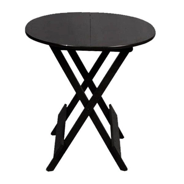 Encontraproduto.com.br - Conjunto De Mesa Dobravel Para Bar E Café De Madeira 90cm Redondo Com 4 Cadeiras Preto - Preto