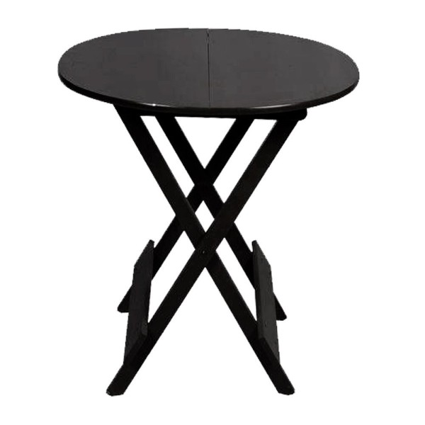 Encontraproduto.com.br - Conjunto De Mesa Dobravel Para Bar E Café De Madeira 90cm Redondo Com 4 Cadeiras Preto - Preto