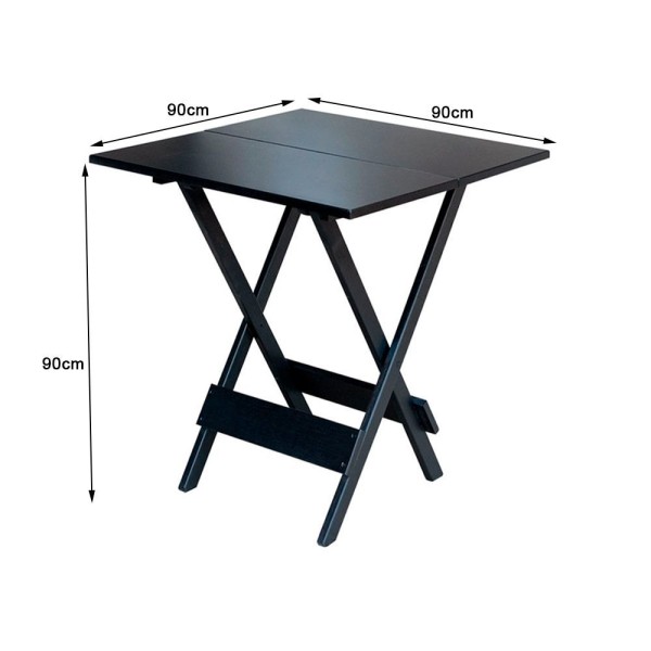 Encontraproduto.com.br - Conjunto De Mesa Dobravel Para Bar E Café De Madeira 90x90 Com 4 Cadeiras Preto - Preto