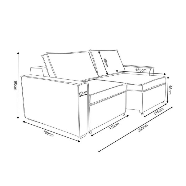 Encontraproduto.com.br - Sofá Retrátil Bipartido Cardeal Linho Azul índigo 2,60m