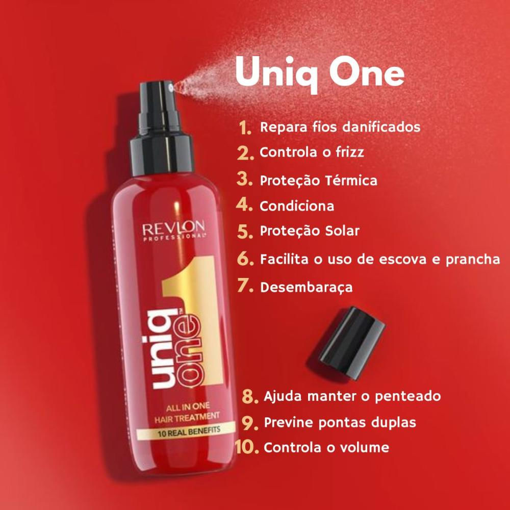Encontraproduto.com.br - Kit Revlon 3 Uniq One All In One Leave In Vermelho 150ml
