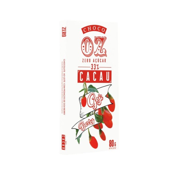 Encontraproduto.com.br - Chocolate Zero Açúcar CHOCO OZ Goji Berry Tablete 80g