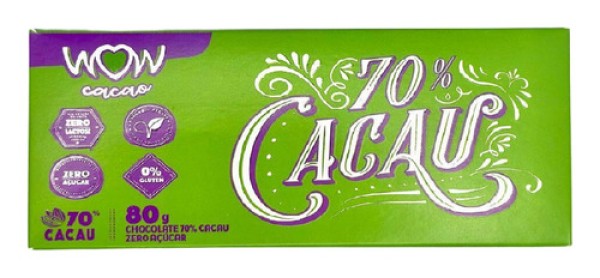 Encontraproduto.com.br - Chocolate 70% Zero Açucar Wow Cacao 80g