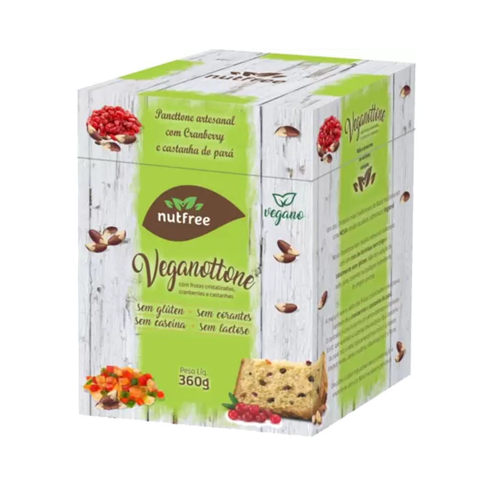 Encontraproduto.com.br - Panettone Vegano com Cranberry e Castanha do Pará 360g Nutfree