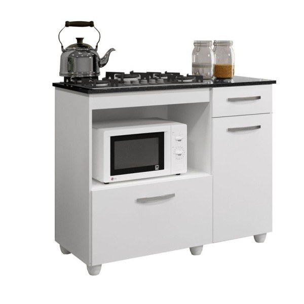 Encontraproduto.com.br - Balcão para Cooktop 5 Bocas Violeta Kaiki Móveis Branco