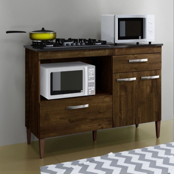 Encontraproduto.com.br - Balcão Para Cooktop 3 Portas 1 Gaveta Palace Kaiki Móveis Ipe