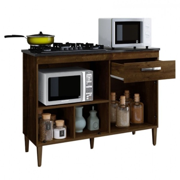 Encontraproduto.com.br - Balcão Para Cooktop 3 Portas 1 Gaveta Palace Kaiki Móveis Ipe
