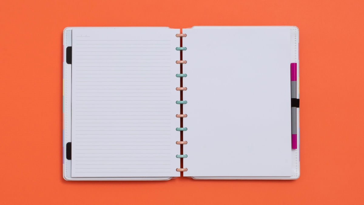 Encontraproduto.com.br - Caderno Inteligente Arco-íris Pastel Grande