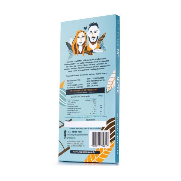 Encontraproduto.com.br - Chocolate Majucau 70% Cacau com Raspas de Laranja 80g