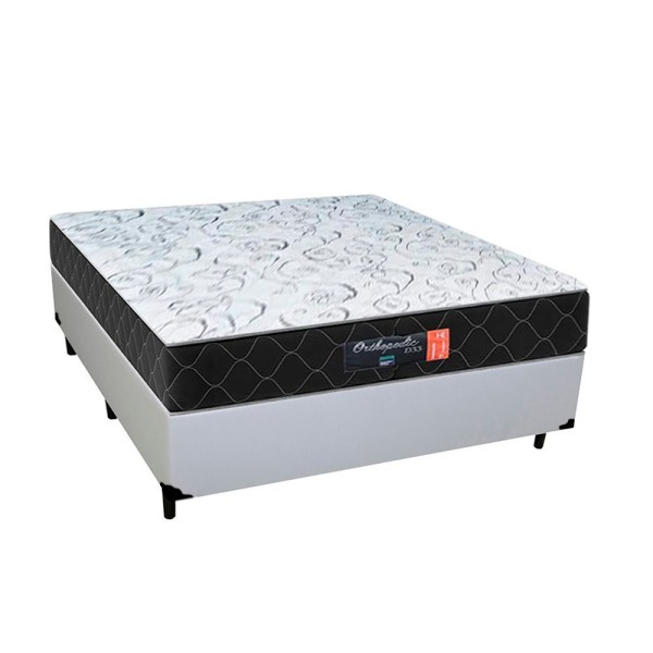 Encontraproduto.com.br - Cama Box Casal + Colchão Semi Ortopédico Extra Firme Espuma D33 Prime Colchões 138x188x72 Cor:branco