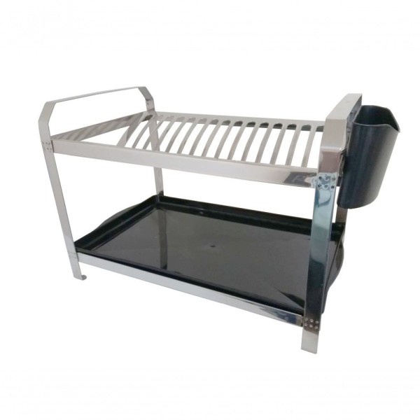 Encontraproduto.com.br - Escorredor Inox 16 Pratos Com Porta Talher E Bandeja Dinox