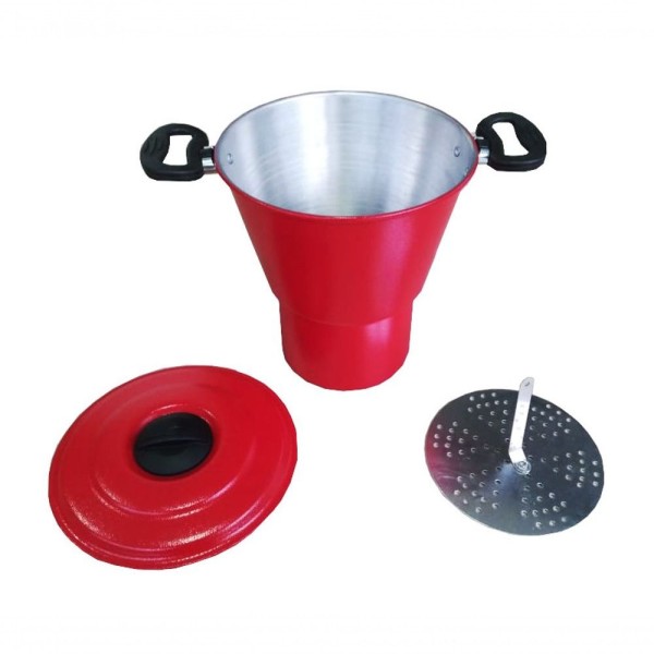 Encontraproduto.com.br - Cuscuzeira De Alumínio Vermelha Craqueada 2.8 Litros Extang