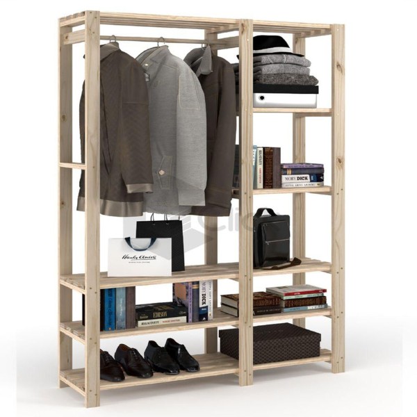 Encontraproduto.com.br - Arara Dupla Estante Organizadora Quarto Simples Rustica