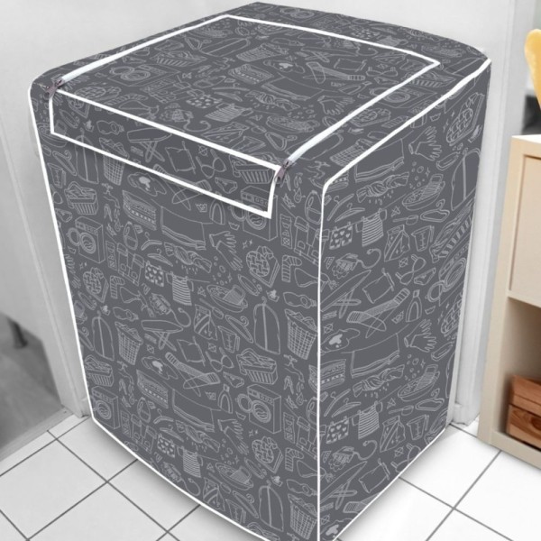 Encontraproduto.com.br - Capa Proteção Maquina De Lavar Roupa Abertura Superior Com Zíper Cor Cinza Estampada