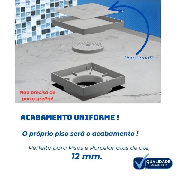 Encontraproduto.com.br - Ralo Oculto Seca Piso 15 X 15 Porcelanato Inteligente Várias Cores Tela Retenção Anti Barata Cores:branco