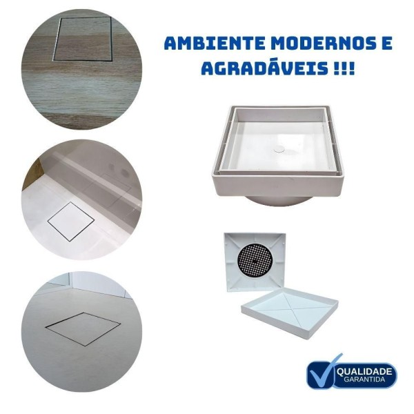 Encontraproduto.com.br - Ralo Oculto Seca Piso 15 X 15 Porcelanato Inteligente Várias Cores Tela Retenção Anti Barata Cores:branco