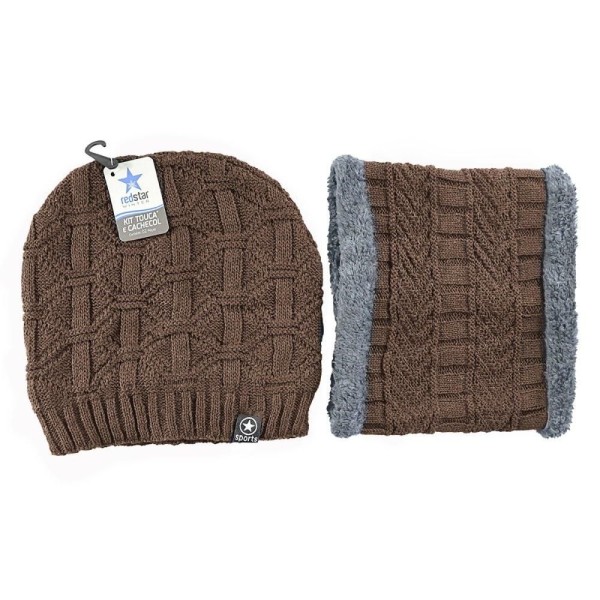 Encontraproduto.com.br - Kit Gorro Cachecol Estilo Gola Proteção Contra Frio Moda Acessórios Inverno Confortável Elegante C