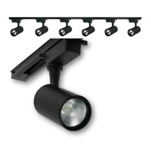 Encontraproduto.com.br - Trilho Eletrificado 2 Metros Preto Com 6 Spots Led 7w 3000k