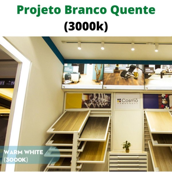 Encontraproduto.com.br - Trilho Eletrificado 2 Metros Com 6 Spots Led Branco 7W 3000K